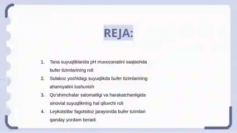 SolakkozyoshisuyuqligivasinovialsuyuqlikningbufertizimlariLeykositlarnifagositezjarayonidagiahamiyati 2