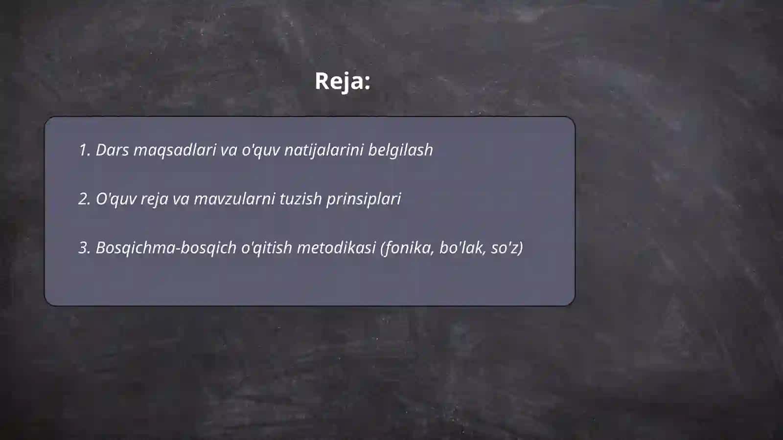 Savod órgatishning asosiy davri óqish darsi uchun metodik tavsiyalar ishlab chiqish 2