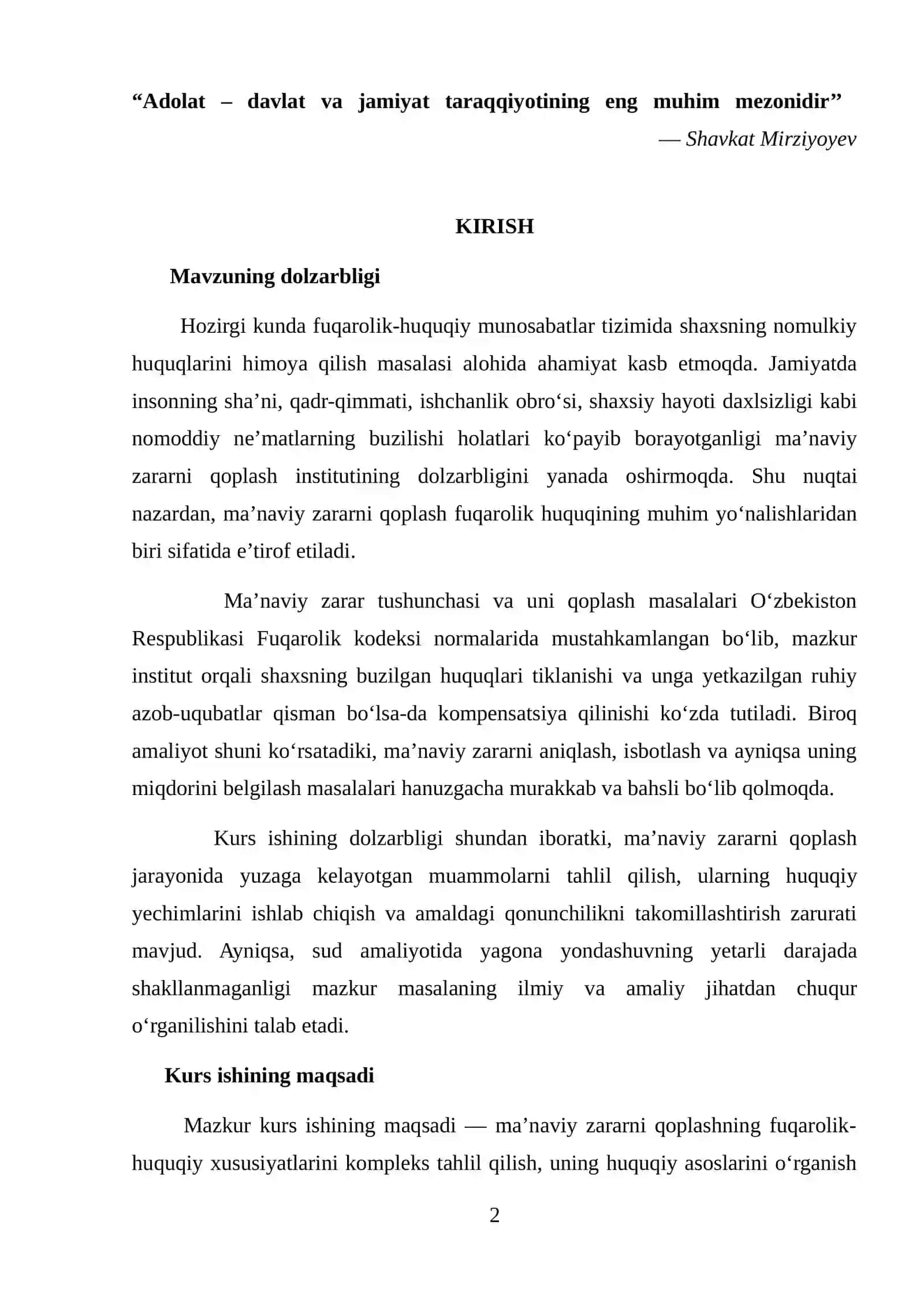 Ma’naviy zararni qoplashning fuqarolik-huquqiy xususiyatlari va muammolari 2