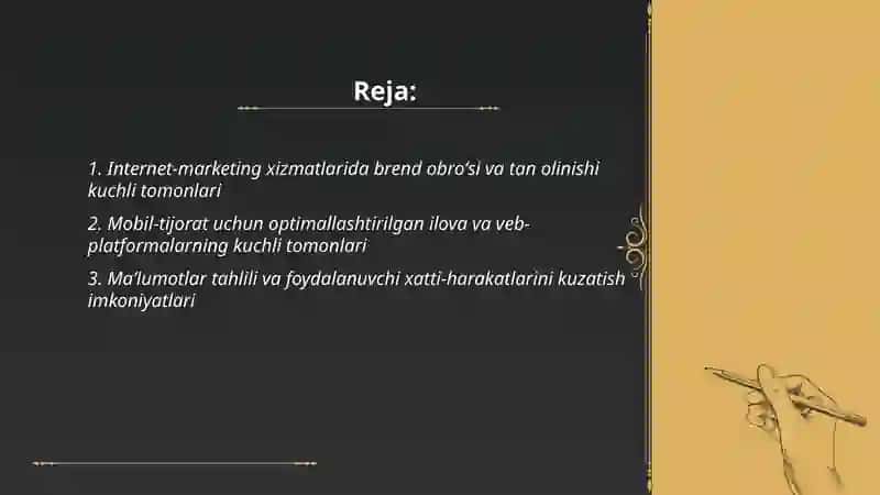 Internet-marketing hizmatlari va Mobil-tijorat boʻyicha rivojlangan kompaniyalar modellari tahlili 2