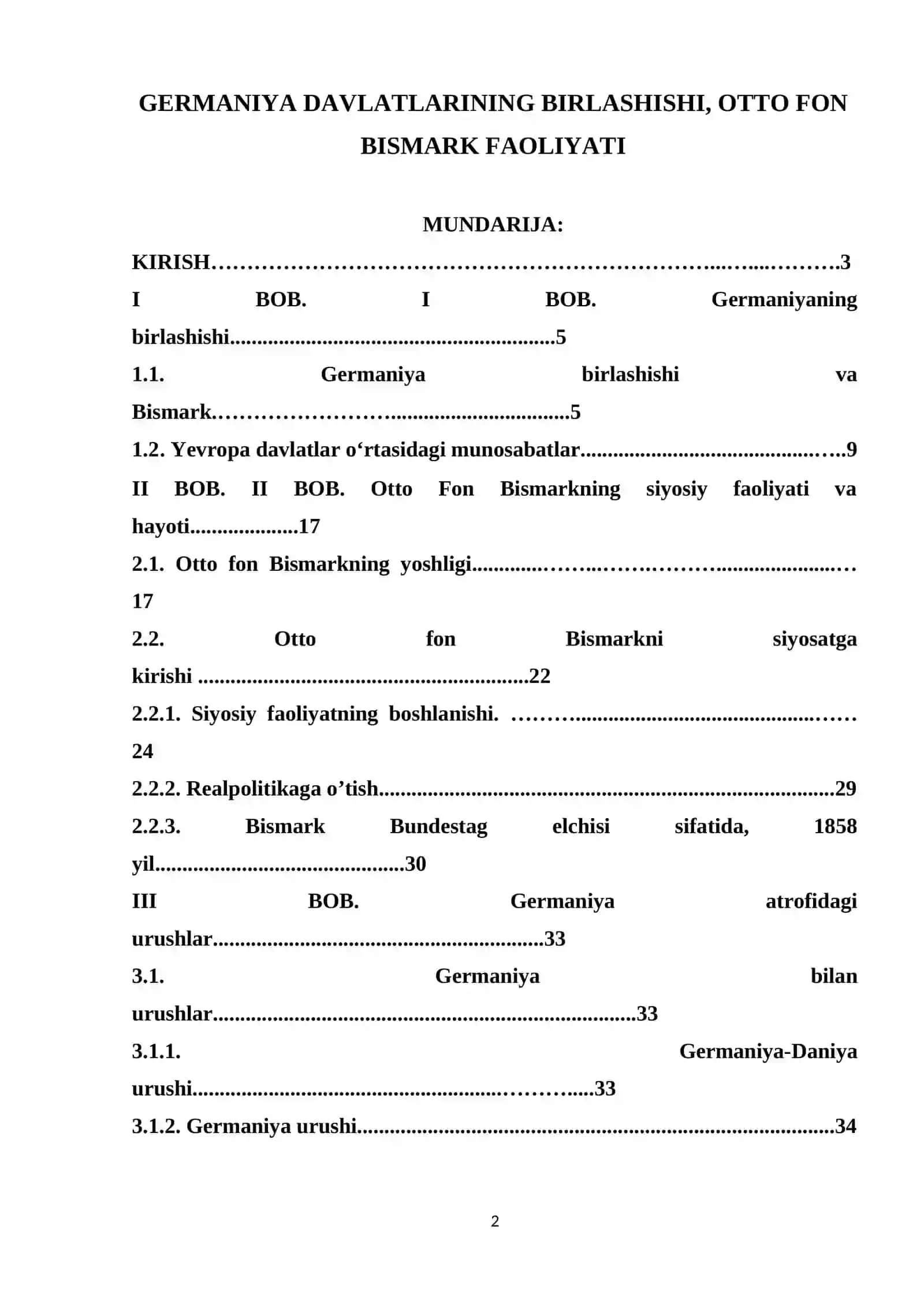 GERMANIYA DAVLATLARINING BIRLASHISHI, OTTO FON BISMARK FAOLIYATI 2