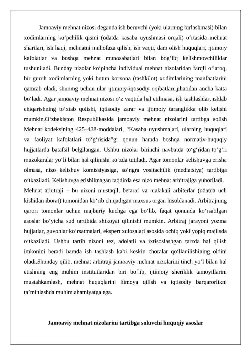 Jamoaviy mehnat nizolari tartibga solish 2