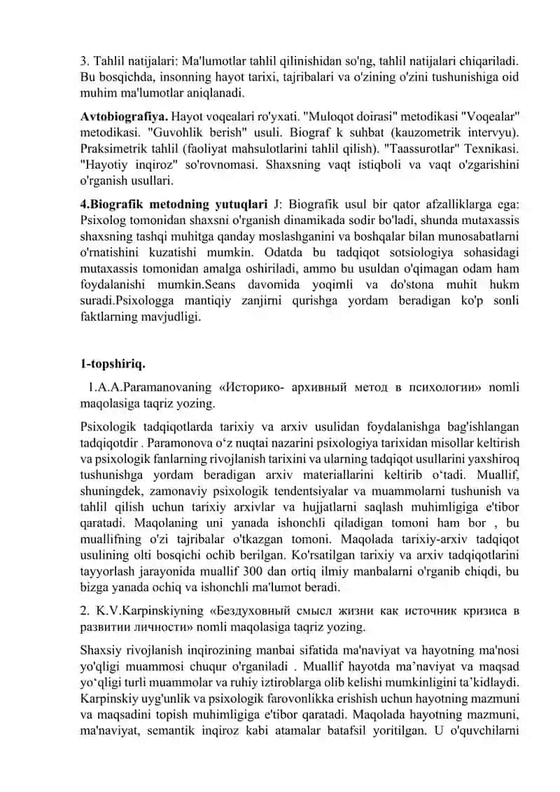 Arxiv metodlar. Biografik metod. 2