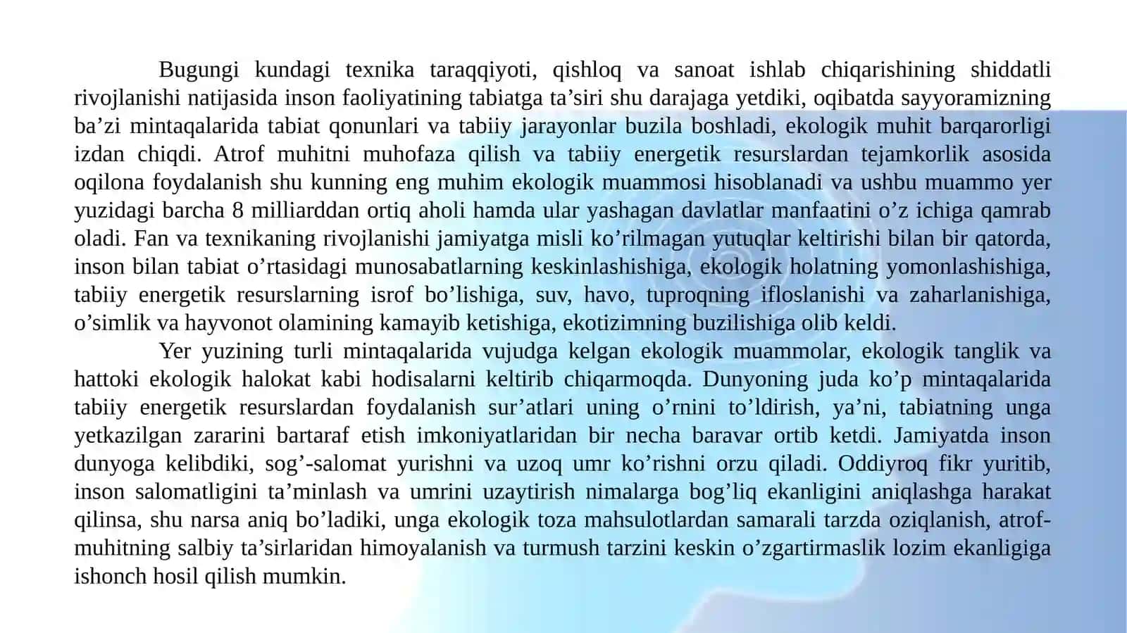 Muqobil energiyadan foydalanishning texnik shakllari 2