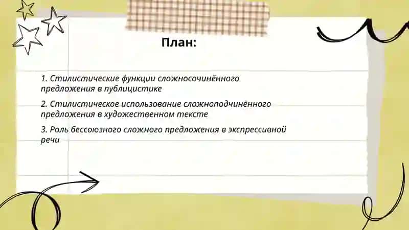 Стилистическое использование различных типов сложного предложения 2