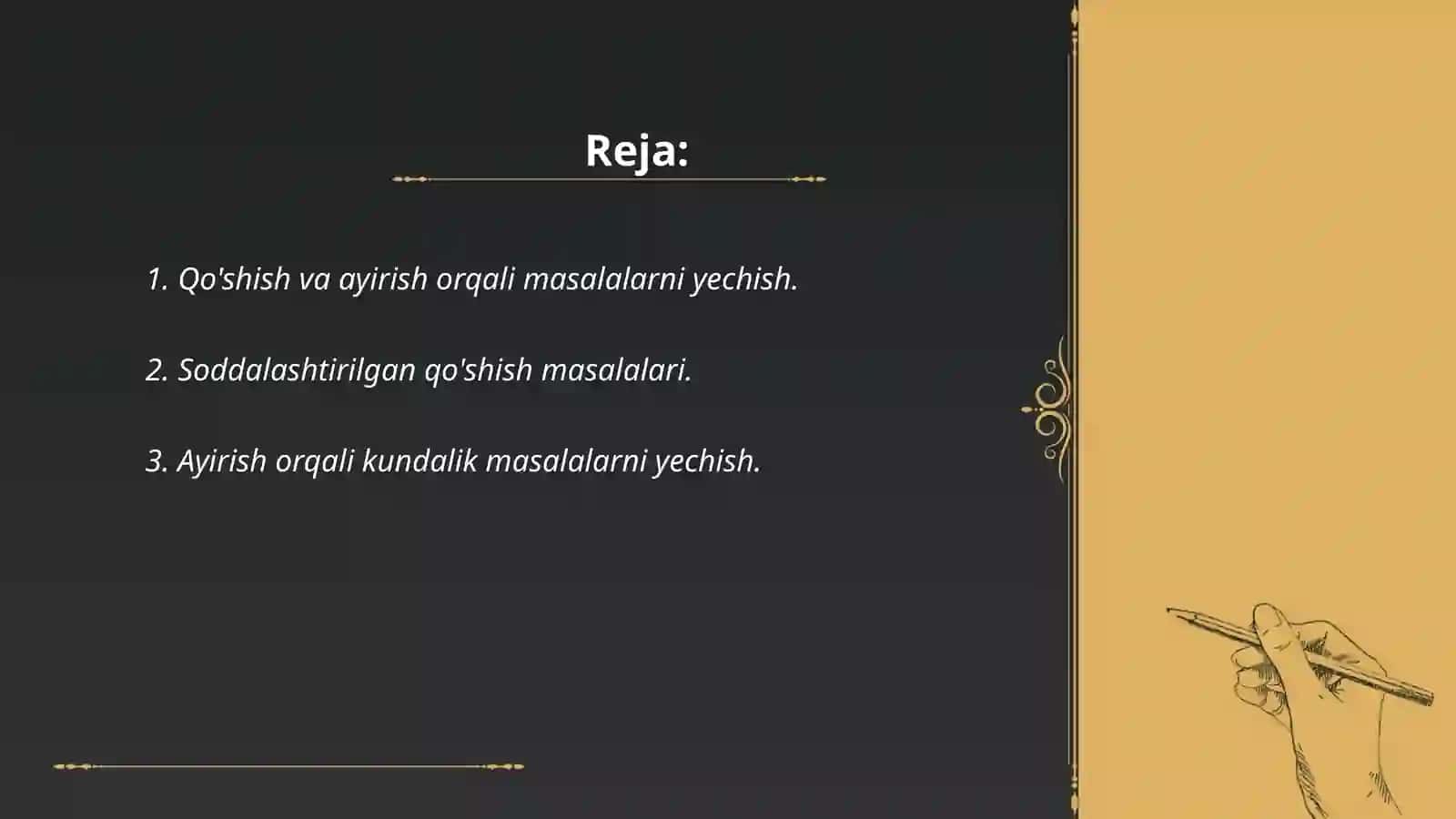 Qo'shish va ayirish orqali masalalarni yechish 2