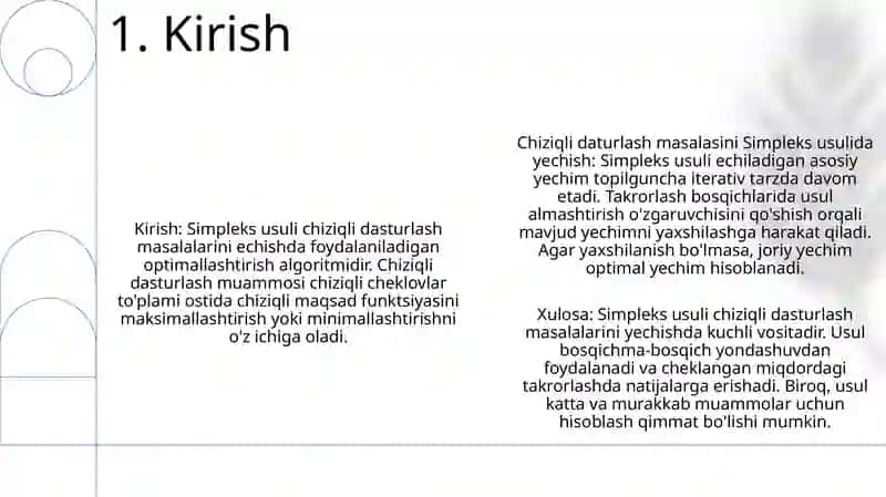 Chiziqli Dasturlash Masalasini Simpleks Usulda Yechish 2