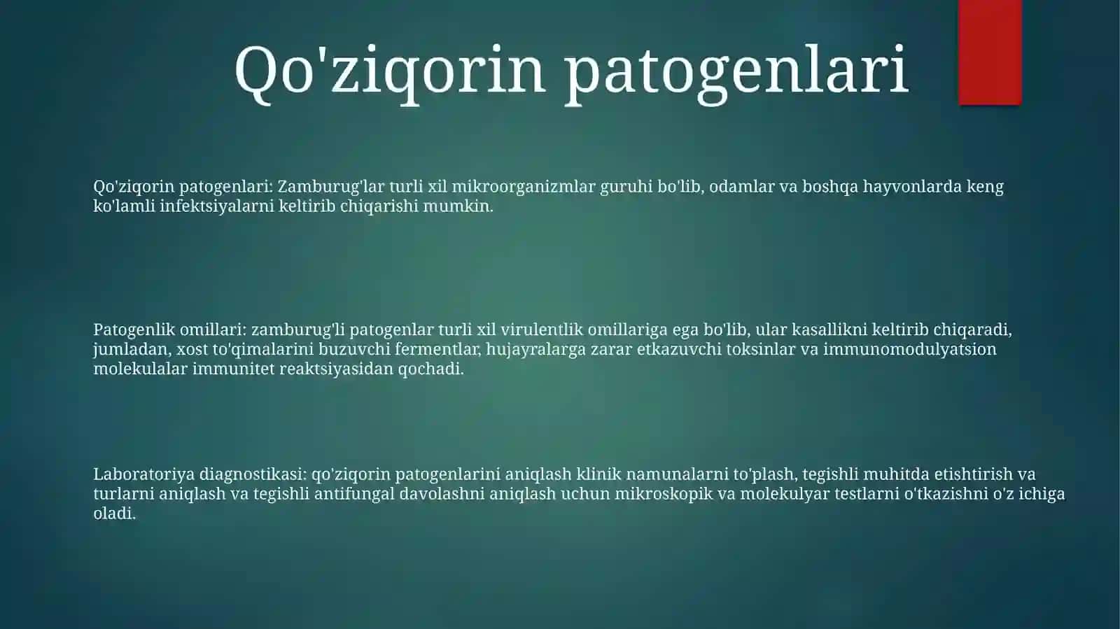ZamburugʻLi Kasalliklarning QoʻZgʻAtuvchilari,Patogenezi, Labaratoriya Tashhisi 2