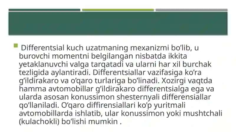 Zamonaviy avtomobillarning diferensialligi 2