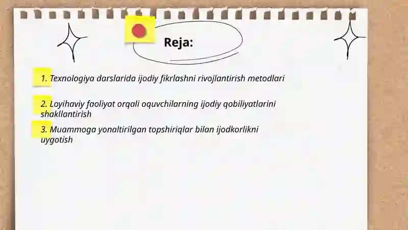 Texnologiya jarayonida oquvchilarning ijodiy qobiliyatlarini shakllantira olish 2