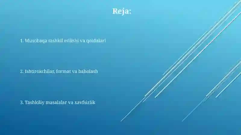Musobaqat ashkiletish va musobaqa qoidalari 2
