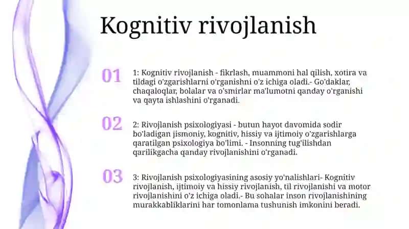 Rivojlanish Psixologiyasi Fanlarining Asosiy Sohalari 2