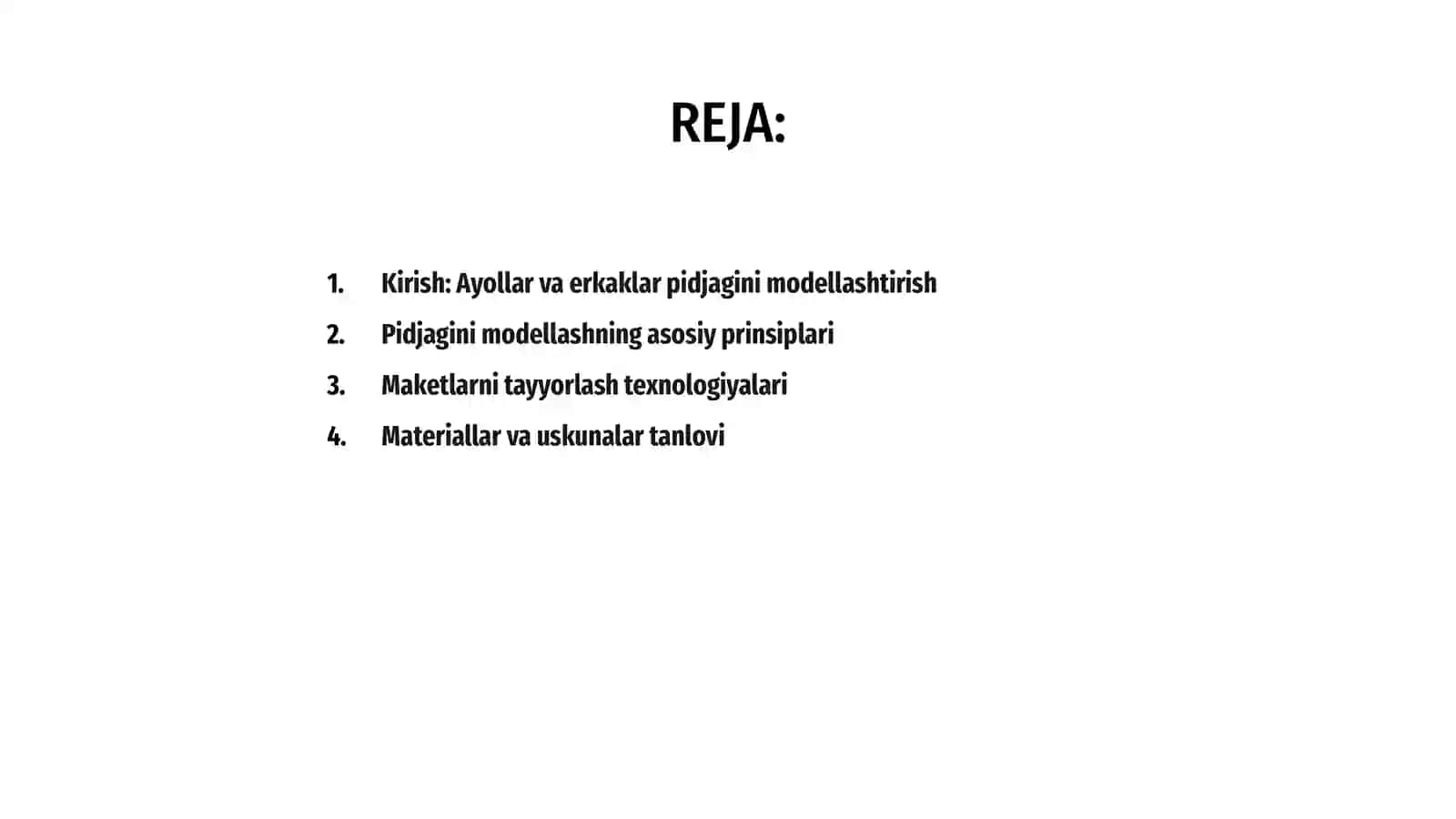 Ayollar va erkaklar pidjagini modellashtirish 2