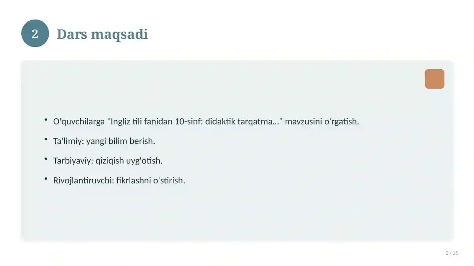 Ingliz tili fanidan 10-sinf: didaktik tarqatma materiallar 2