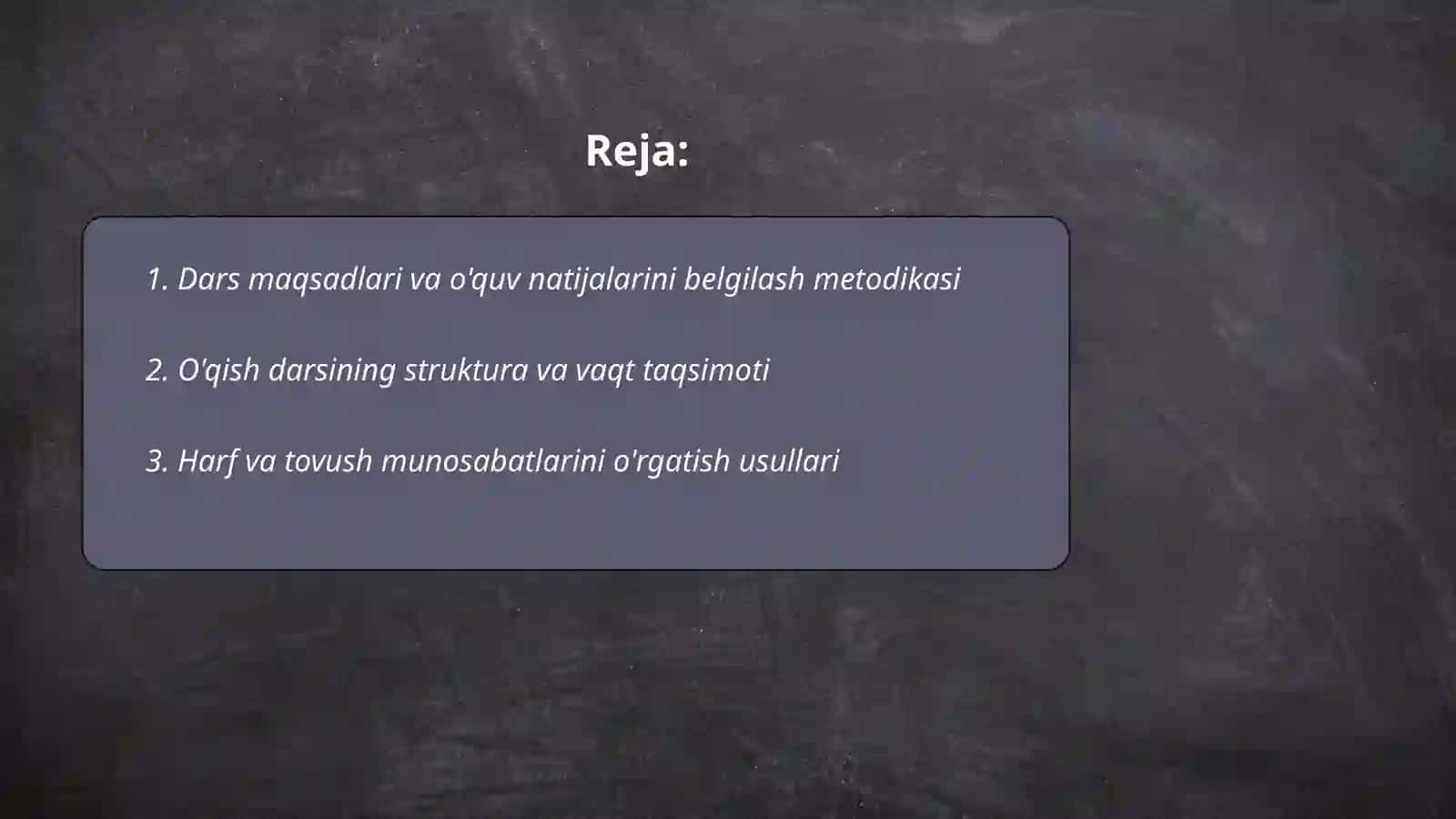 Savod o'rgatishning asosiy davri o'qish darsi uchun metodik tavsiyalar ishlab chiqish 2
