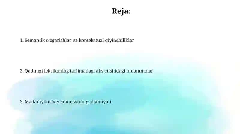 Tarjimada tarixiy arxaik leksikani aks ettirish muammolari 2