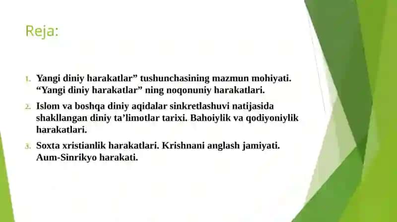 Zamonaviy diniy harakatlar va sektalar 2