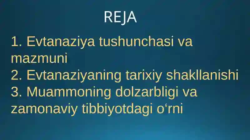 EVTANAZIYA MUAMMOLARI 2