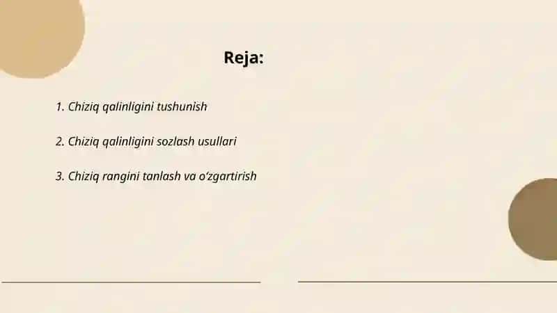 Chiziqning qalinligi va rangini oʻzgartirish. Shakllar chizish 2