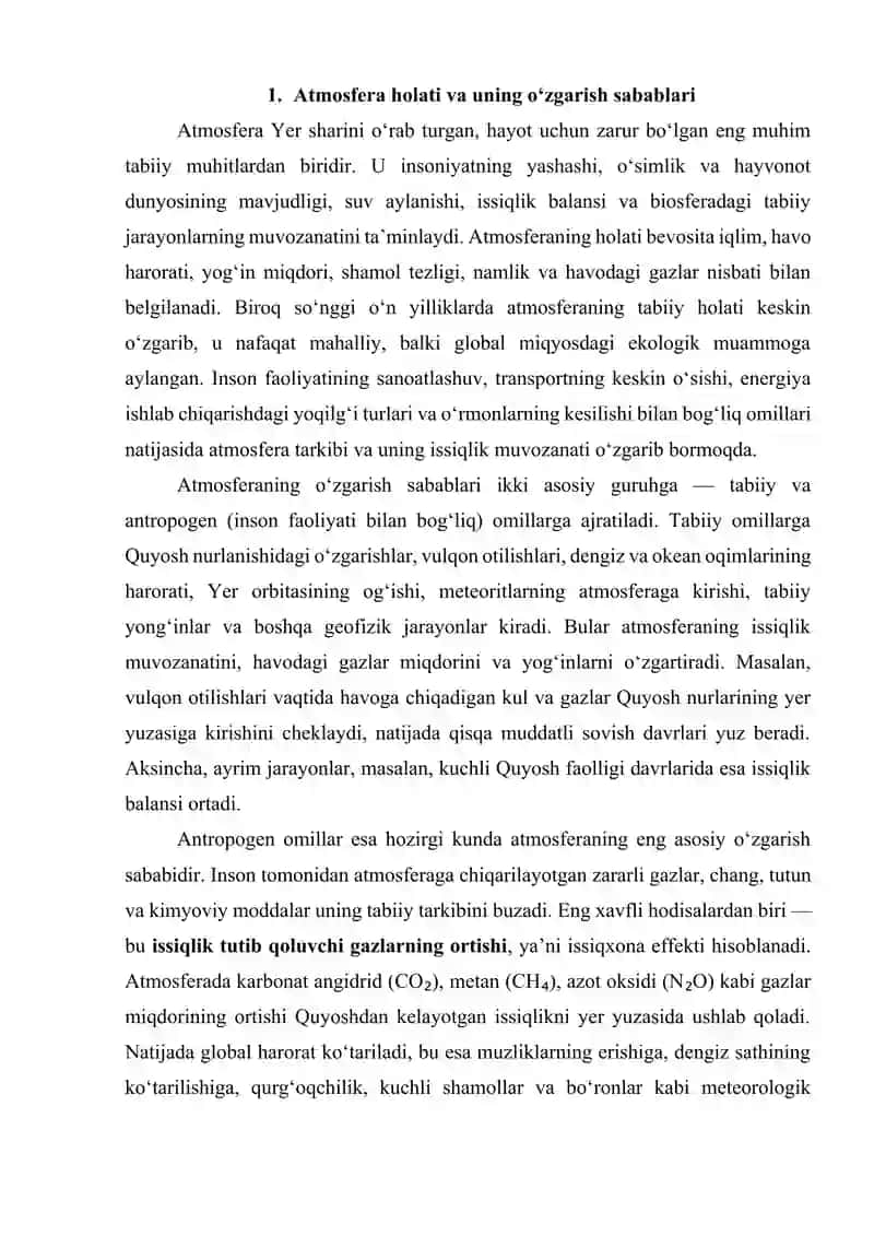 ATMOSFERA HOLATI O‘ZGARISHI BILAN BOG‘LIQ FAVQULODDA VAZIYATLARNI OLDINI OLISH 2