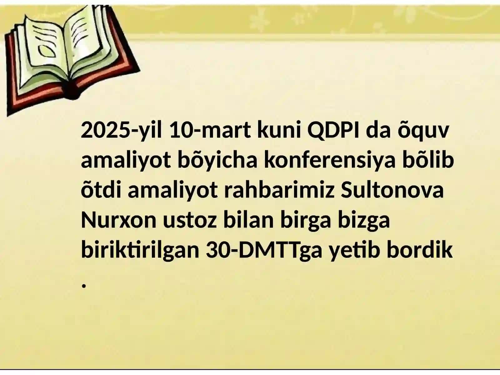 Abduqodirova Odina malakaviy pedagogika amaliyoti HISOBOTI 2
