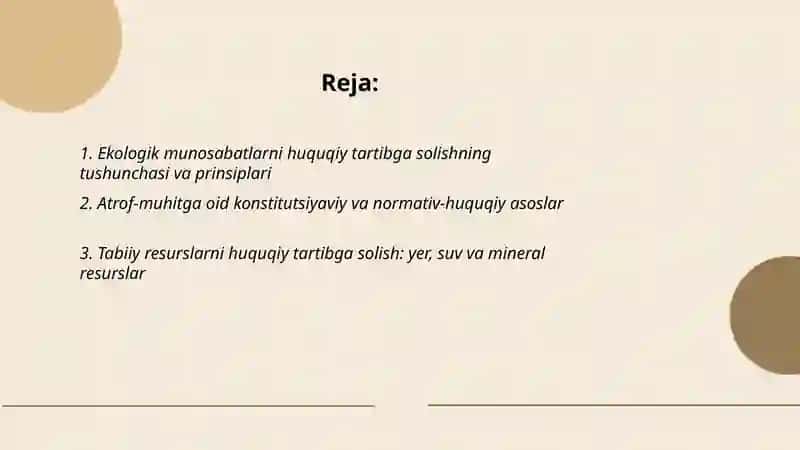 Ekologik munosabatlarni huquqiy tartibga solish 2