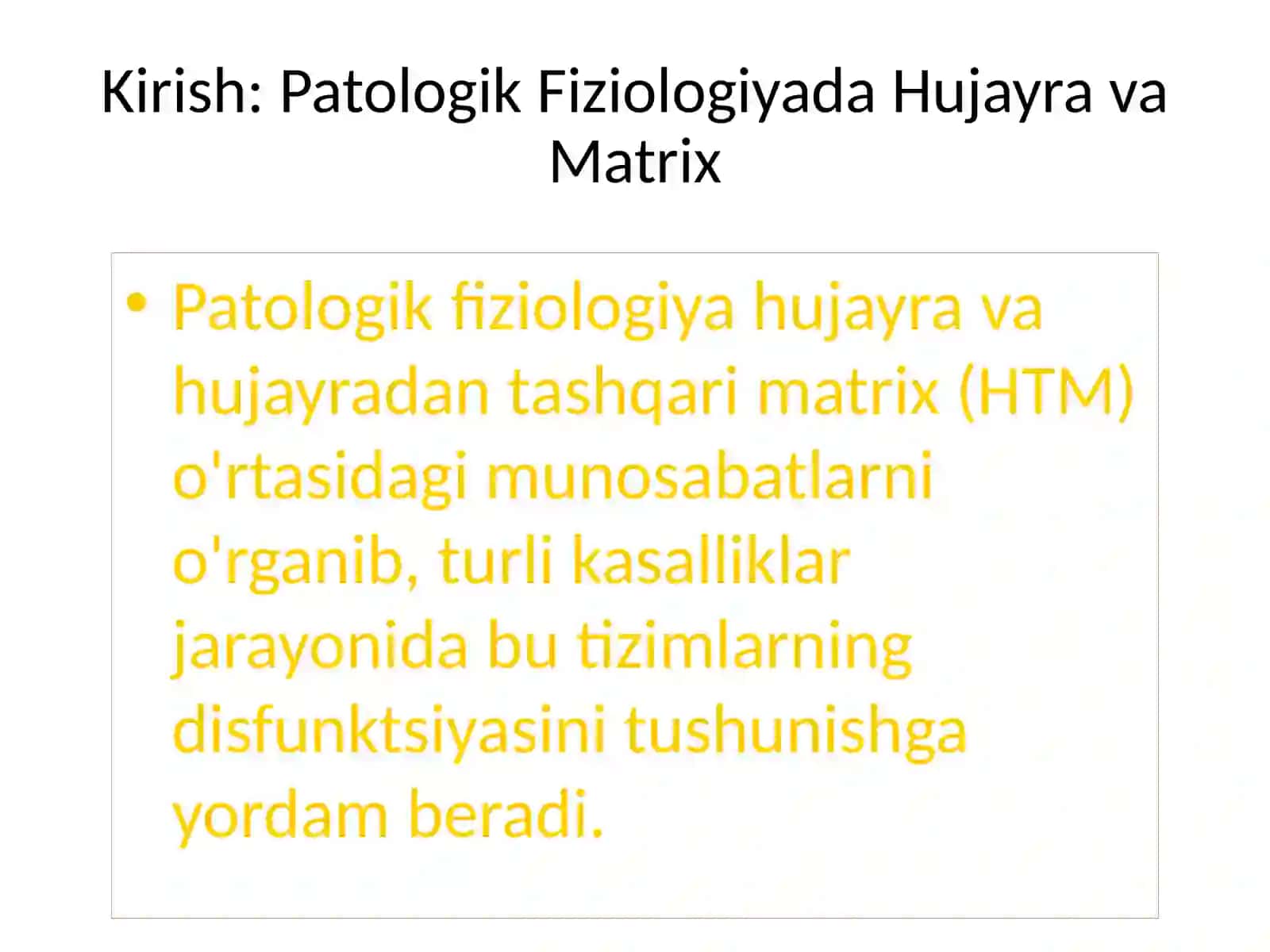 Hujayrava hujayradan tashqari matrix munosabatlari 2