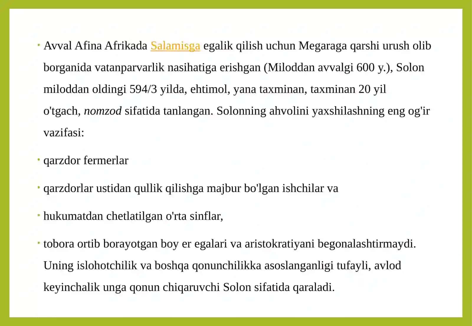 Afinada Solonning islohotlari va Demokratiyaning yuksalishi 2