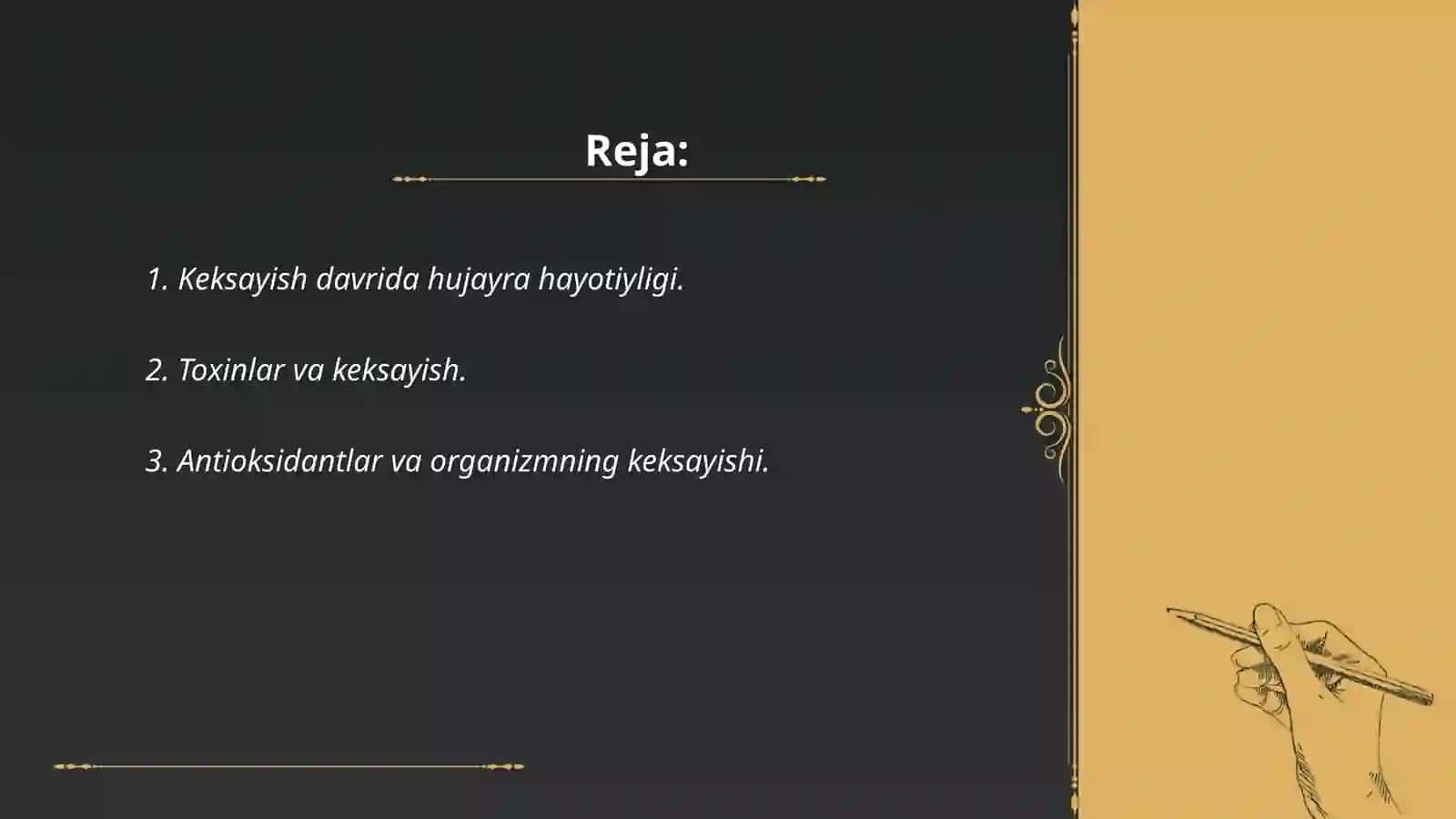 Organizmdagi keksayish davriga xos oʻzgarishlar 2