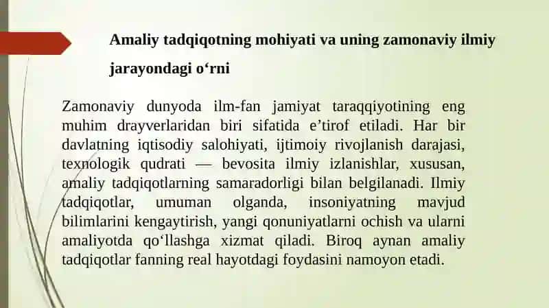 AMALIY TADQIQOT VA ISHLAB CHIQARISH 2