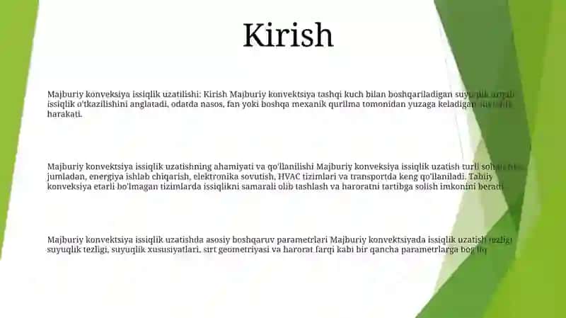Majburiy Konveksiyada Issiqlik Berilishi 2