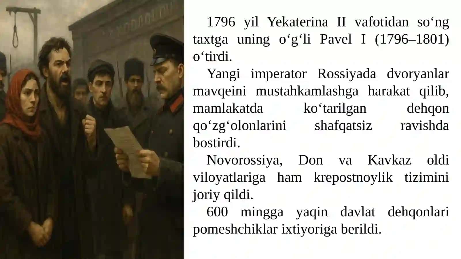 Rossiya yangi davrda: tarixiy rivojlanishning asosiy voqealari va jarayonlari 2