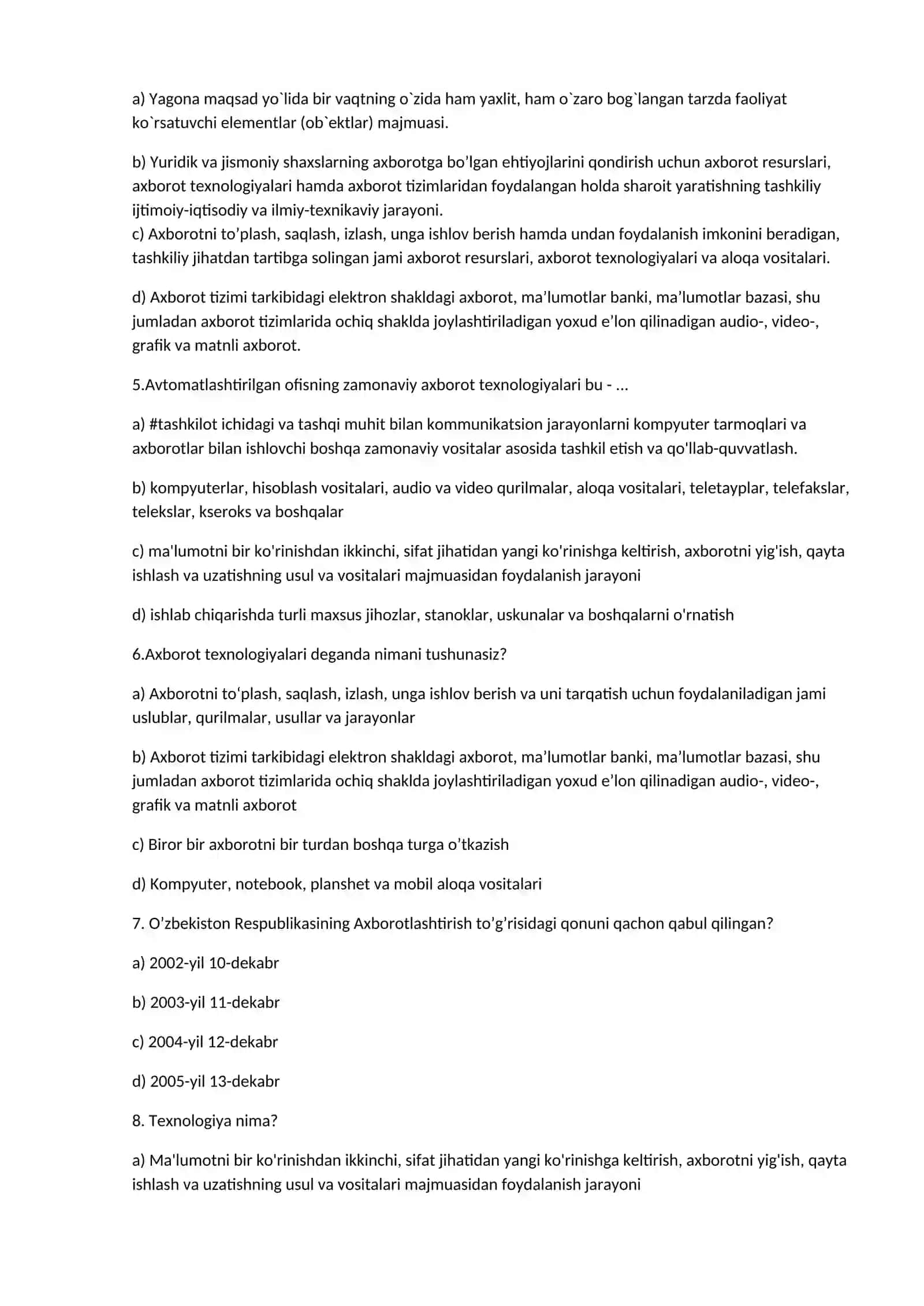 Tizim (sistema) deganda nimani tushunasiz? 2