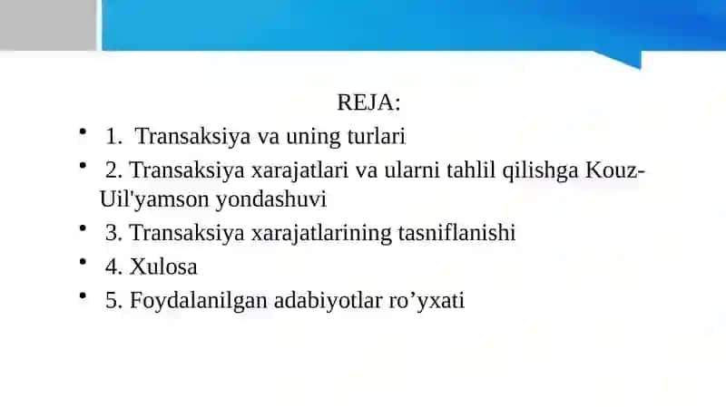 Transaktsiyalar va transaksiya darajatlarning tarkibi va ularning klassifikatsiyasi 2