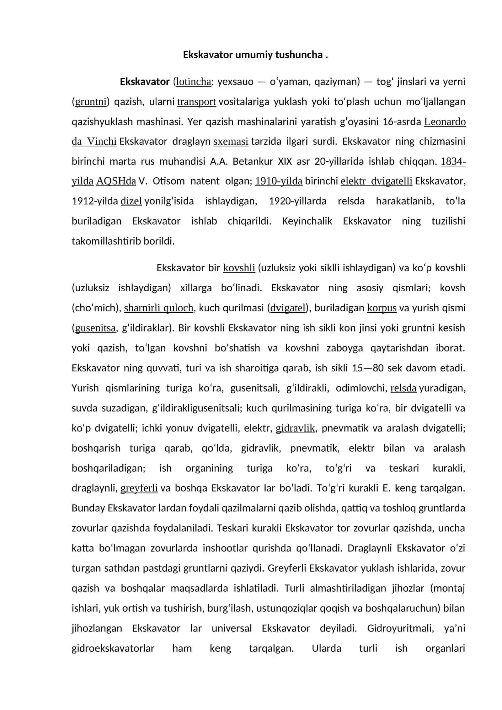 Bir chо'michli ekskavatorlarda kon massasini qazib-yuklash texnologiyasi 2