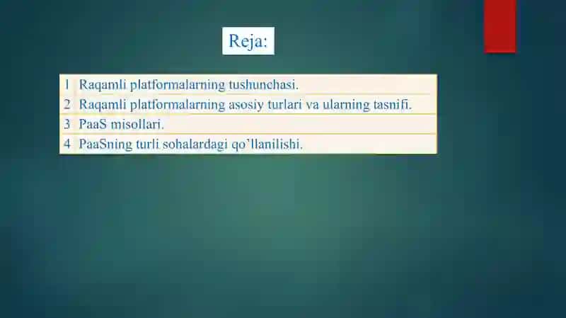 Raqamli platformalar (PaaS) 2