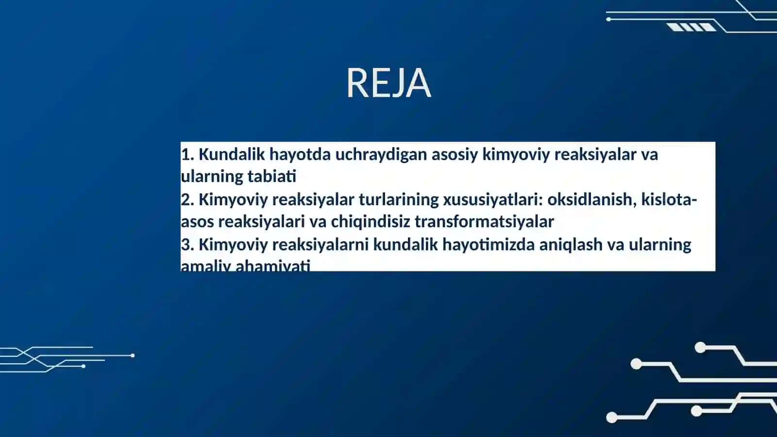 Kimyoviy reaksiyalar turlari 2