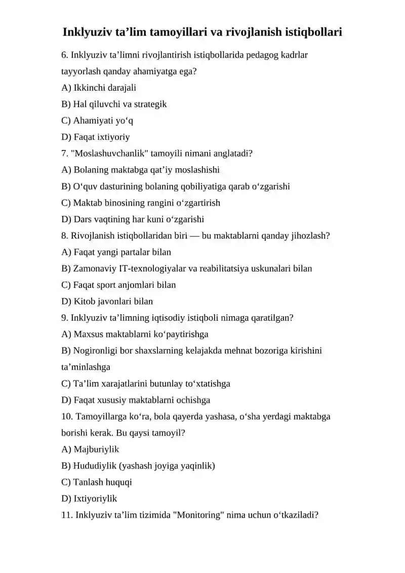 Inklyuziv ta’lim tamoyillari va rivojlanish istiqbollari 2