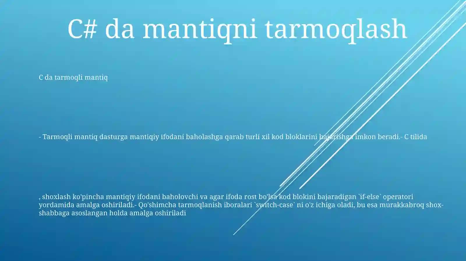 C# Dasturlash Tilida Tarmoqlanuvchi Jarayonlarni Dasturlash 2