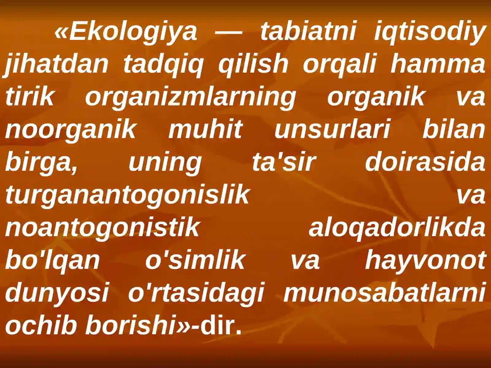 Ekologiya va Kimyo 2