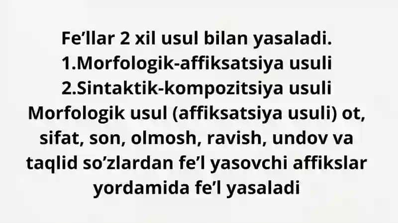 Fe’l so’z turkumi sifatida 2