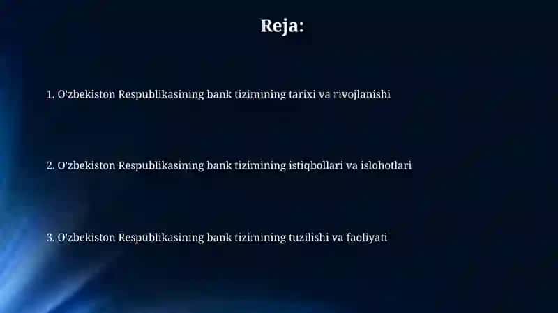 O'zbekiston Respublikasi bank tizimi 2