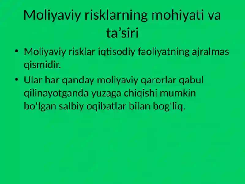 MOLIYAVIY RISKLAR 2