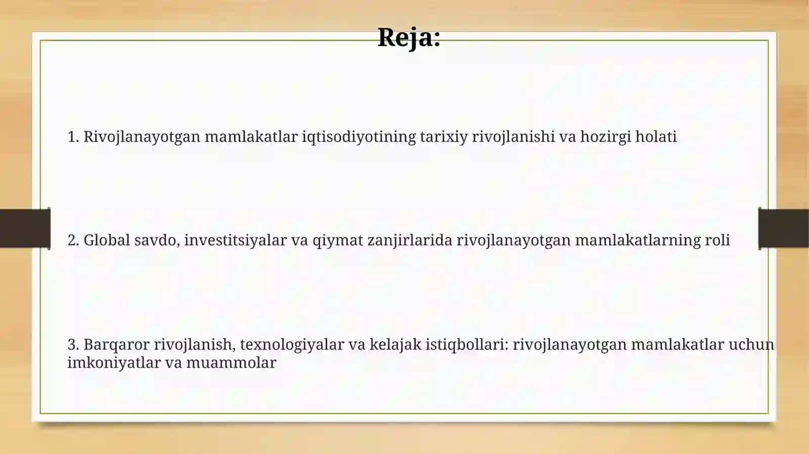 Jahon xo'jaligida rivojlanayotgan mamlakatlar iqtisodiyoti 2