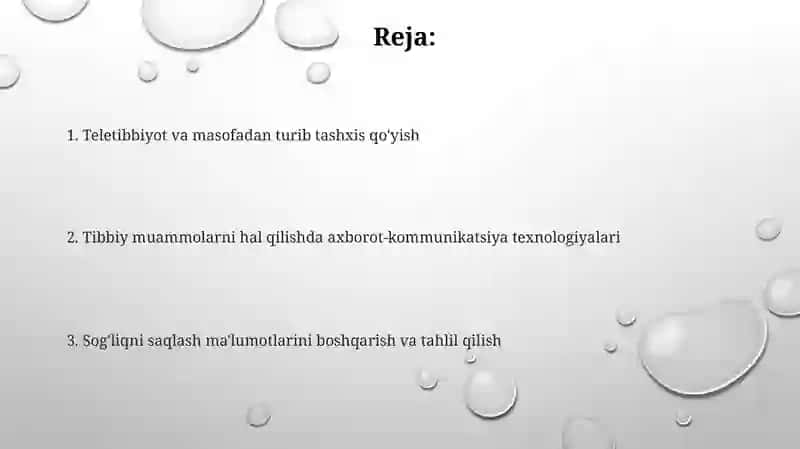 Tibbiyot masalalarida yechishda axbarot kommunikatsiyasi texnalogiyasi 2