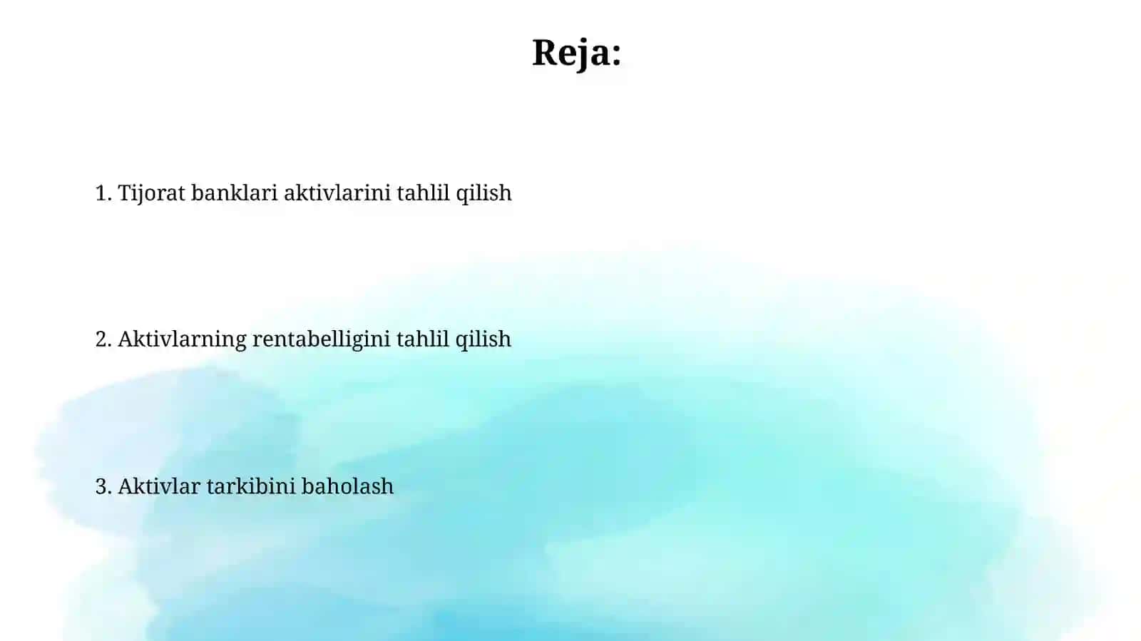 Tijorat banklarining aktivlarini tahlili 2
