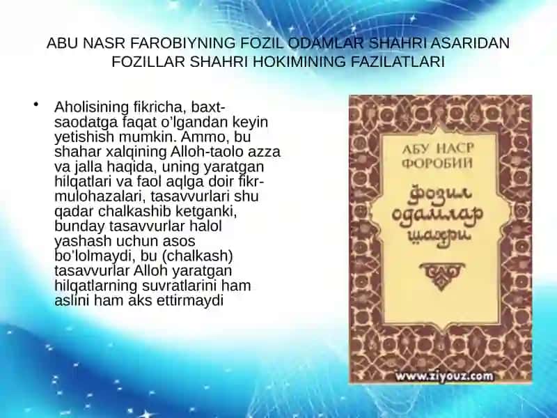 "Fozil odamlar shahri" asari talimiy axloqiy ahamiyati 2