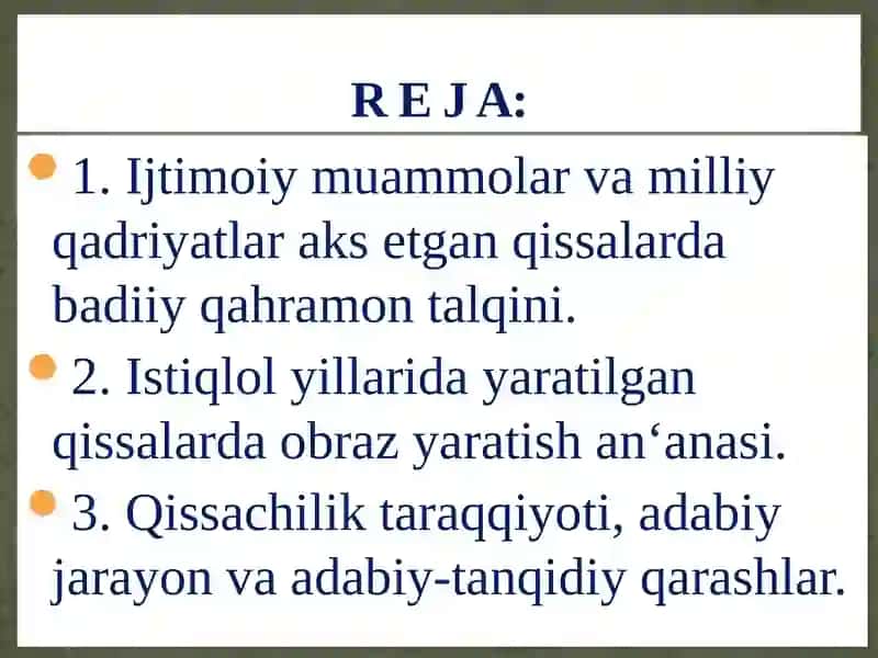 Hozirgi o‘zbek qissachiligi 2