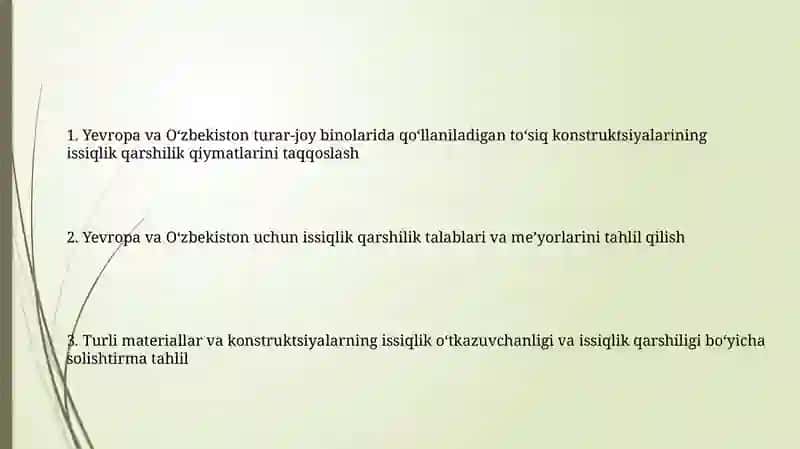 Turar-joy binolarida to'siq konstruktsiyalarni issiqlik qarshilik qiymatlarini taqqoslash 2