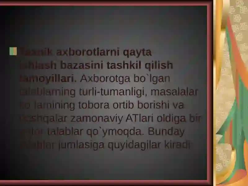 Texnikaxborotlarni qayta ishlash dasturlari 2